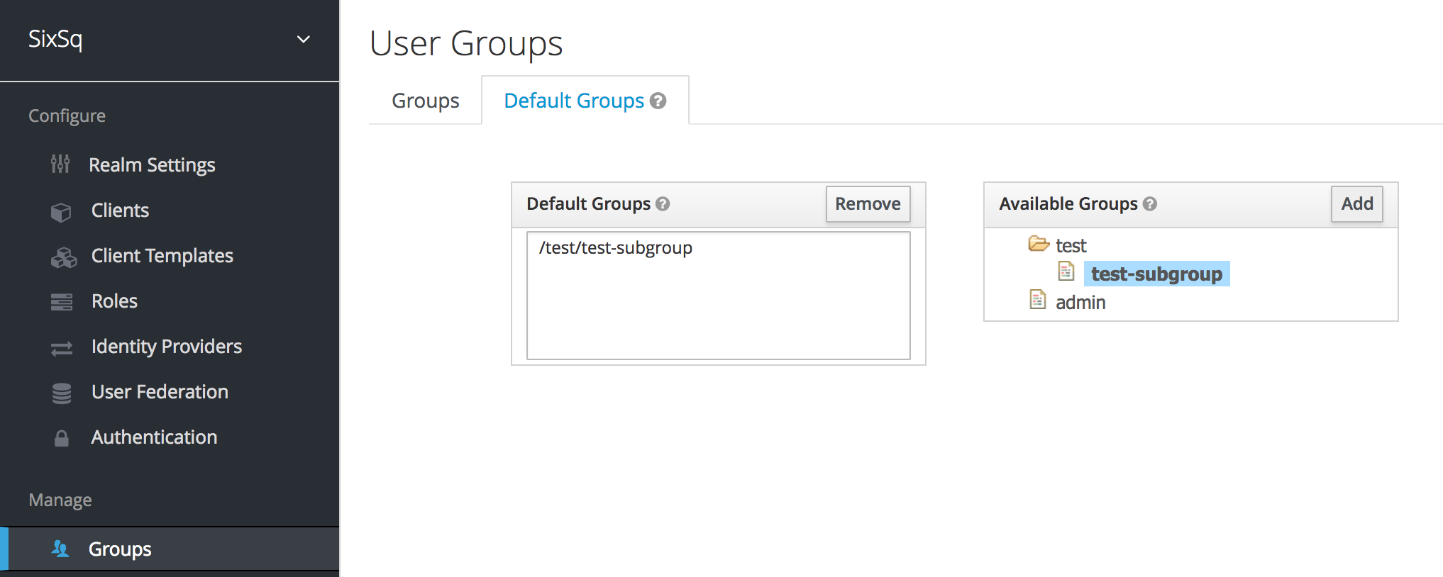 Default groups